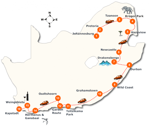suedafrika-rundreise-landkarte