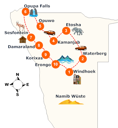 nambia-nordwesten-rundreise-landkarte