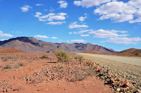 Landschaft im Namib Naukluft Park - ein
Wechselspiel zwischen Fels-, Geröll- &
Steinwüsten.