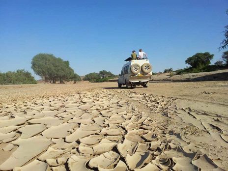 Trockene Flußbetten sind in Namibia ein typischer Anblick - und dienen auch als Fahrpiste