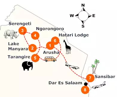 tanzania-safari-hoehepunkte-landkarte