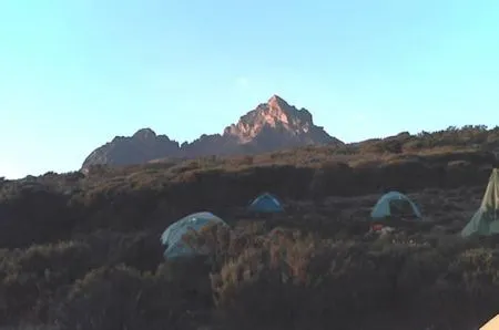 Eines Ihrer Lager auf dem Weg "nach oben".
Im Schatten der Gipfel rasten Sie zwischen
geduckter Vegetation. tansania-kilimandscharo-gipfel