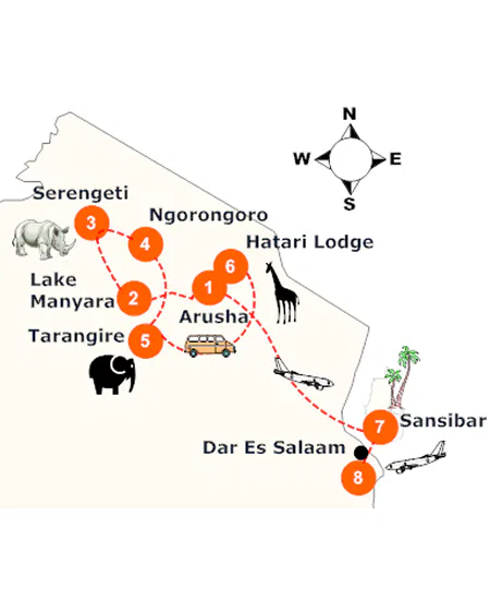 Tansania Höhepunkte Safari