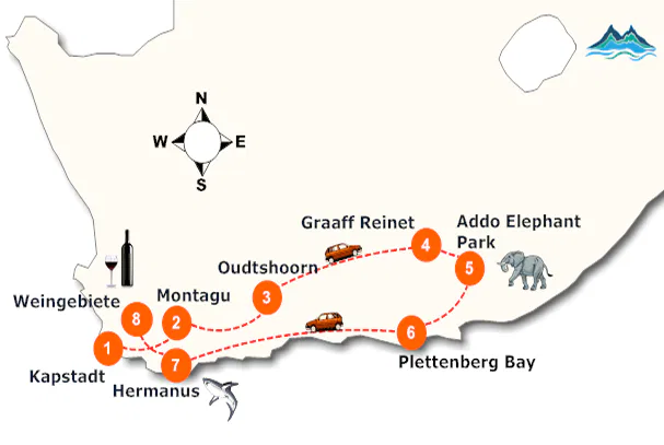 Die beliebteste Strecke für eine Südafrika-Erkundung