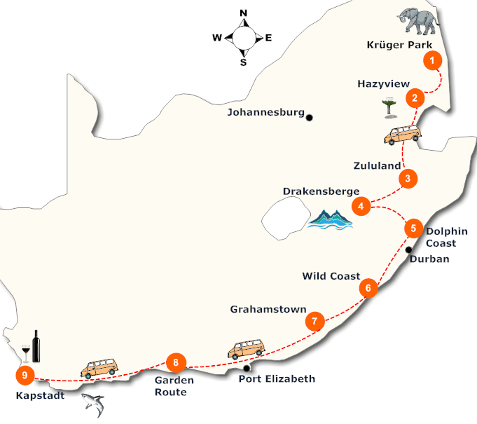 Gut betreut von Johannesburg bis Kapstadt
