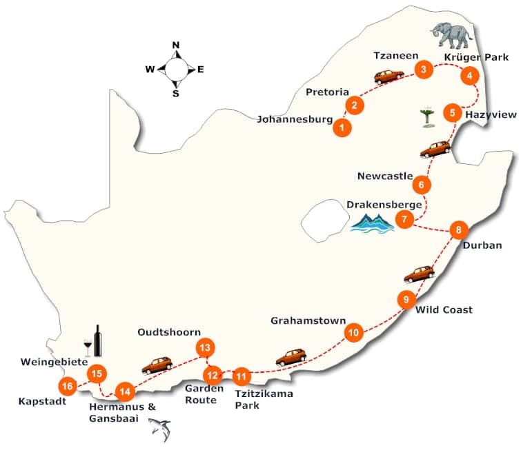 Die Vielfalt Südafrika's erschließt sich Ihnen auf dieser gut 3-wöchigen Rundreise.